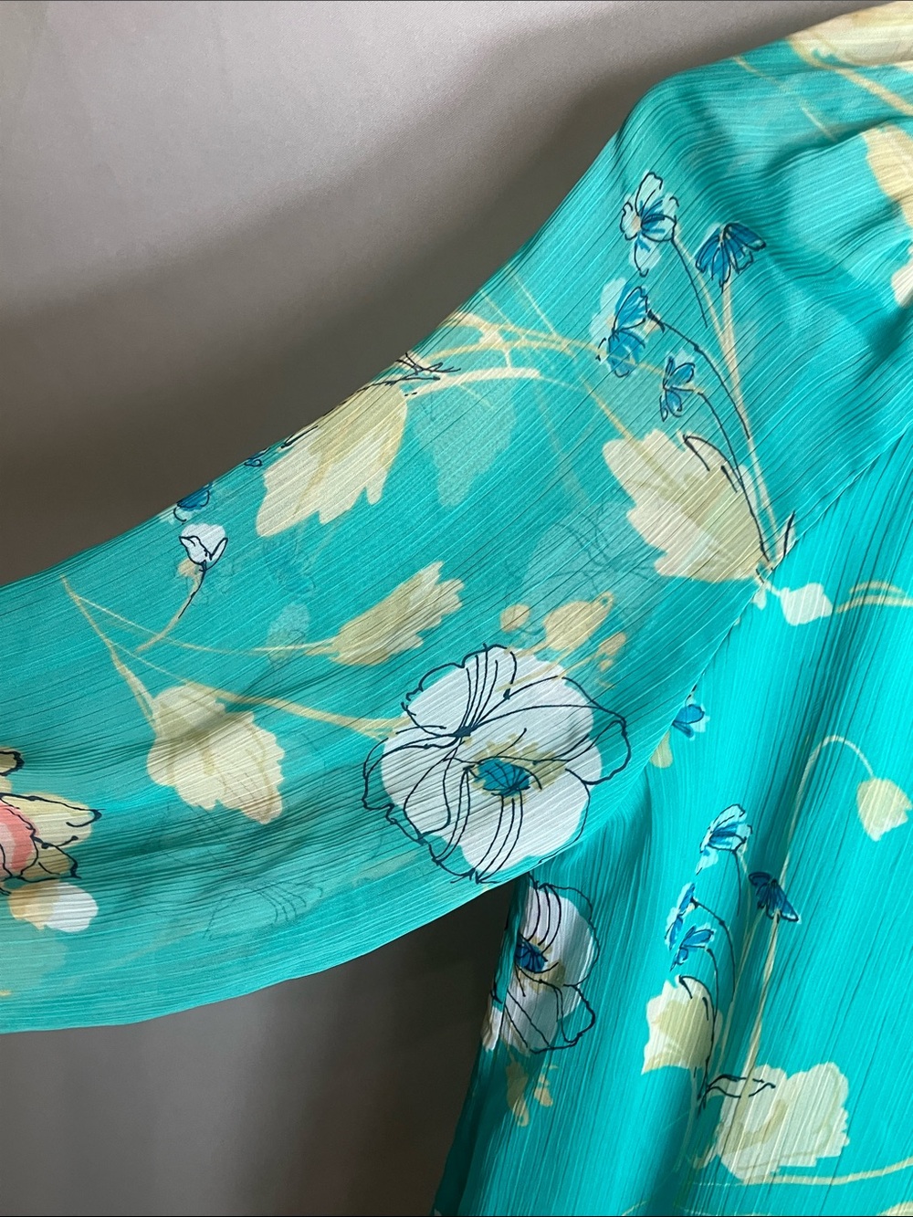 St. John's Bay Teal Floral Scoop-Neck Blouse - Picture 8 of 10